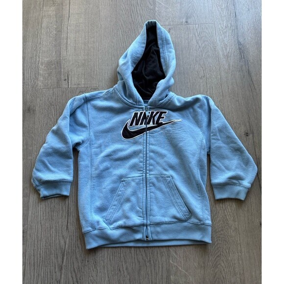 Nike Swoosh Zip-Up Jacket Boys Hoodie Size 4t Light Blue - Picture 1 of 4